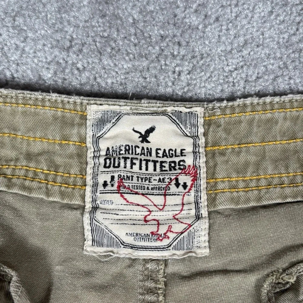 Vintage American Eagle Cargo Shorts Mens 36 Green Canvas Baggy Heavy Skater Y2K